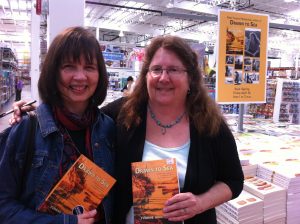 Paula and Yvonne at a Drawn to Sea book signing. Photo by Theda Phoenix. 